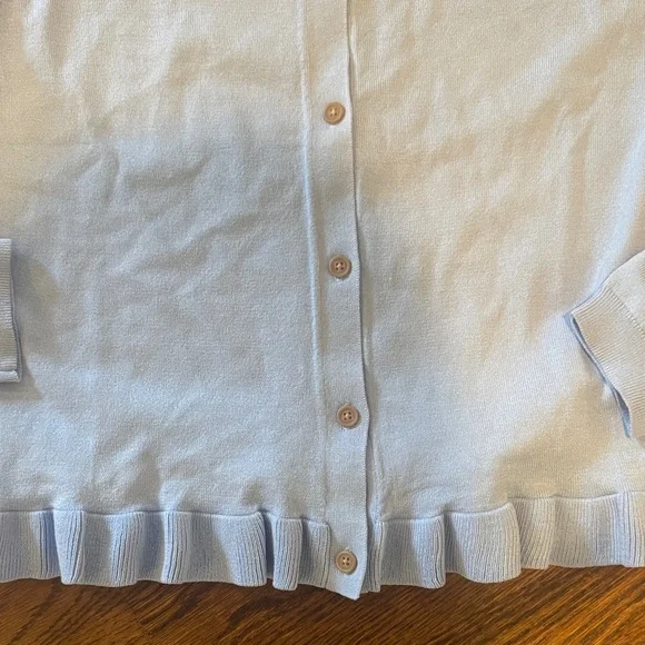a new day Light Blue Ruffle-Hem Cardigan - Picture 3 of 4